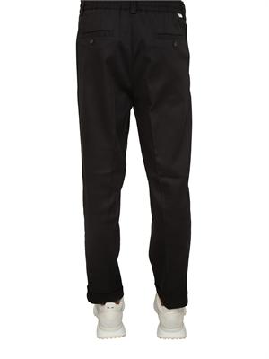 Pantalone chino Paolo Pecora in gabardina nera con coulisse in UOMO