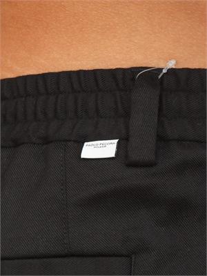 Pantalone chino Paolo Pecora in gabardina nera con coulisse in UOMO