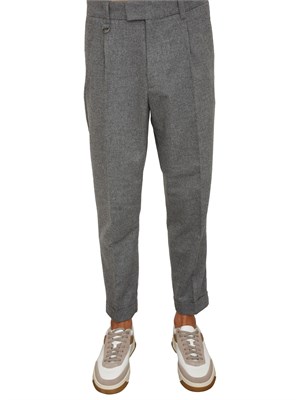 Pantaloni chino Paolo Pecora modello sartoriale in fresco lana grigio melange in UOMO