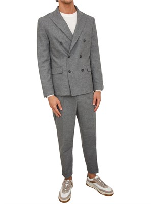 Pantaloni chino Paolo Pecora modello sartoriale in fresco lana grigio melange in UOMO
