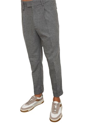 Pantaloni chino Paolo Pecora modello sartoriale in fresco lana grigio melange in UOMO