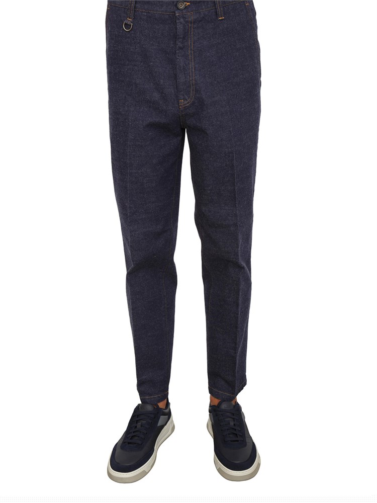 Pantaloni chino Paolo Pecora in denim indaco