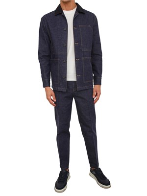 Pantaloni chino Paolo Pecora in denim indaco in UOMO