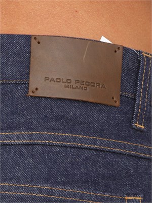 Pantaloni chino Paolo Pecora in denim indaco in UOMO
