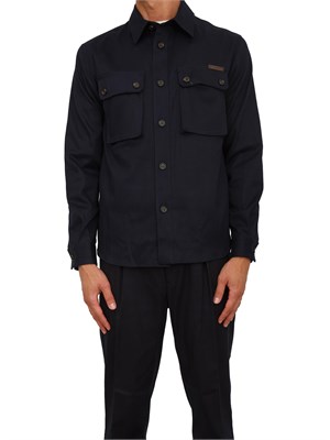 Camicia overshirt Paolo Pecora in gabardina blu in UOMO