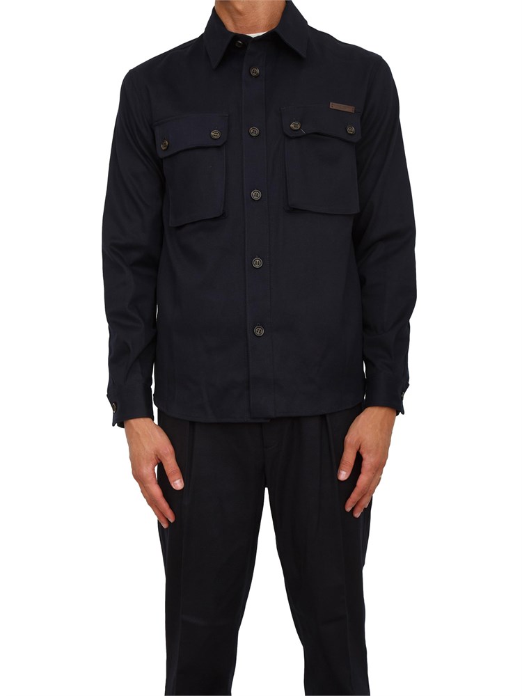 Camicia overshirt Paolo Pecora in gabardina blu