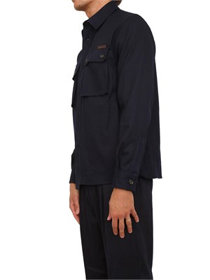 Camicia overshirt Paolo Pecora in gabardina blu in UOMO