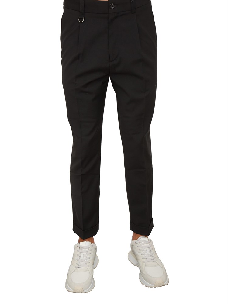 Pantaloni Paolo Pecora in gabardina smerigliata nera