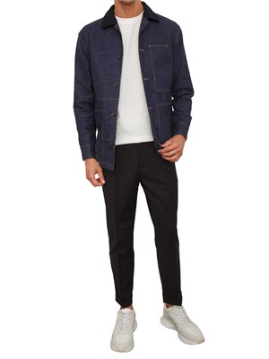 Pantaloni Paolo Pecora in gabardina smerigliata nera in UOMO