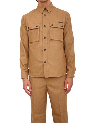 Camicia overshirt Paolo Pecora in lana cammello con tasconi in UOMO