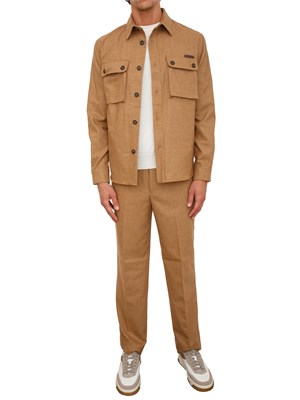 Camicia overshirt Paolo Pecora in lana cammello con tasconi in UOMO
