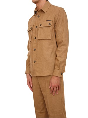 Camicia overshirt Paolo Pecora in lana cammello con tasconi in UOMO