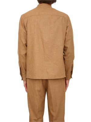 Camicia overshirt Paolo Pecora in lana cammello con tasconi in UOMO