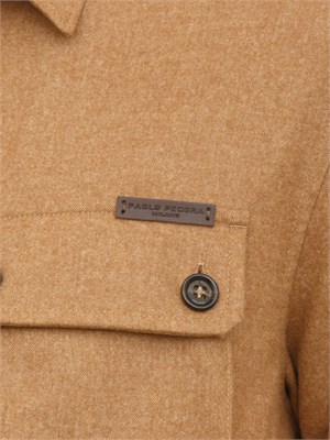Camicia overshirt Paolo Pecora in lana cammello con tasconi in UOMO