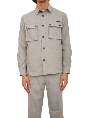 Camicia overshirt Paolo Pecora in lana grigio beige con tasconi in UOMO