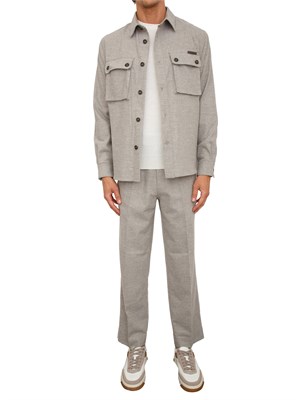Camicia overshirt Paolo Pecora in lana grigio beige con tasconi in UOMO