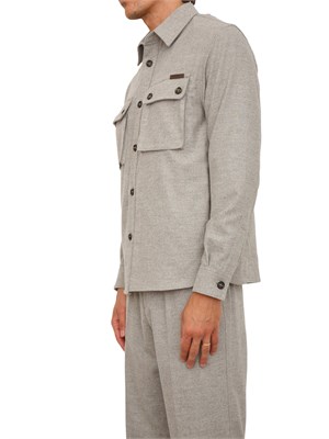 Camicia overshirt Paolo Pecora in lana grigio beige con tasconi in UOMO