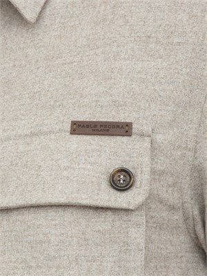 Camicia overshirt Paolo Pecora in lana grigio beige con tasconi in UOMO