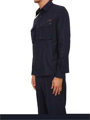 Camicia overshirt Paolo Pecora in lana blu con tasconi in UOMO