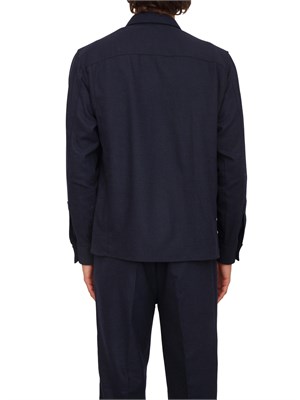 Camicia overshirt Paolo Pecora in lana blu con tasconi in UOMO
