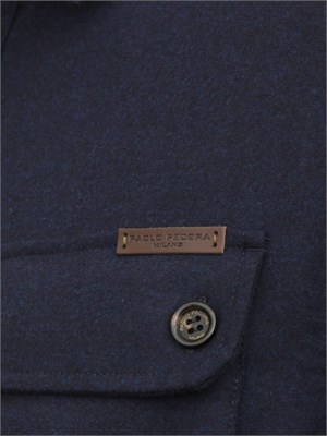 Camicia overshirt Paolo Pecora in lana blu con tasconi in UOMO