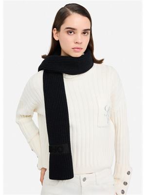 Sciarpa Liu Jo in maglia nera con patch logo in DONNA