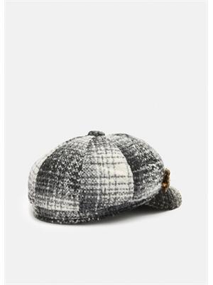 Cappello Liu Jo in tessuto check con spilla  strass e perla in DONNA