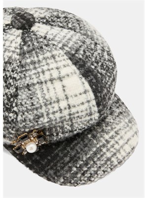 Cappello Liu Jo in tessuto check con spilla  strass e perla in DONNA