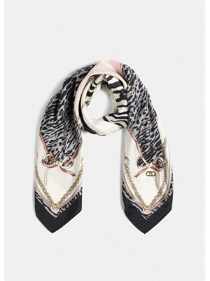 Foulard Liu Jo donna in tessuto nero stampa animalier in DONNA