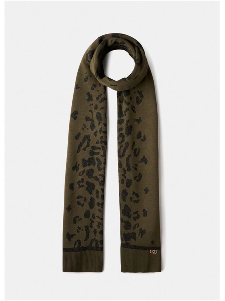 Sciarpa Liu Jo in viscosa e lurex verde motivo animalier