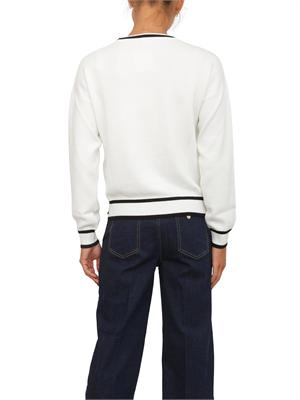 Maglia Liu Jo donna in misto seta bianca con dettagli a contrasto in DONNA