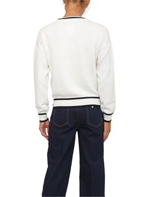 Maglia Liu Jo donna in misto seta bianca con dettagli a contrasto in DONNA