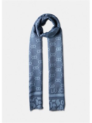 Stola Liu Jo in viscosa e lurex azzurra logo monogram in DONNA