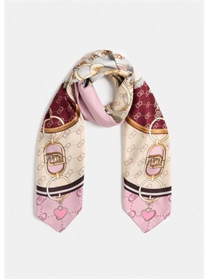 Foulard Liu Jo rosa con stampa grafica logo monogram in DONNA
