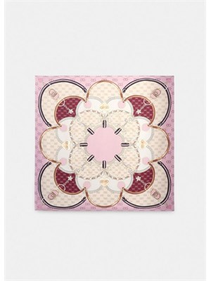 Foulard Liu Jo rosa con stampa grafica logo monogram in DONNA