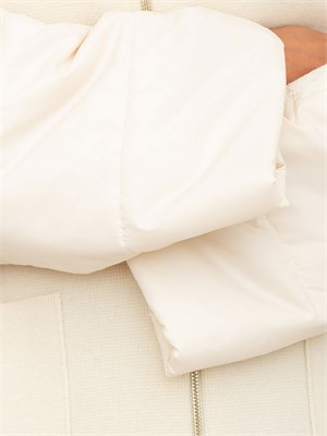 Cappotto Blugirl in lana avorio e duchesse con ricamo e cristalli in DONNA