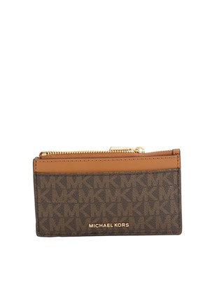 Portacarte Jet Set di Michael Michael Kors in pelle marrone logo in DONNA
