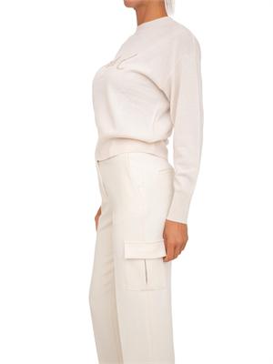 Maglia Blugirl in lana e cachemire avorio logo cristalli in DONNA