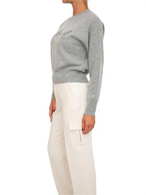 Maglia Blugirl in lana e cachemire grigio logo cristalli in DONNA