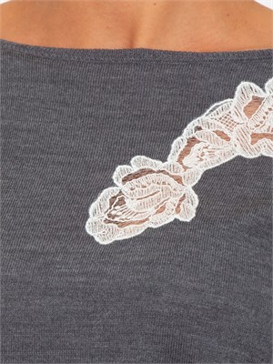 Maglia Blugirl in lana e pizzo grigio in DONNA
