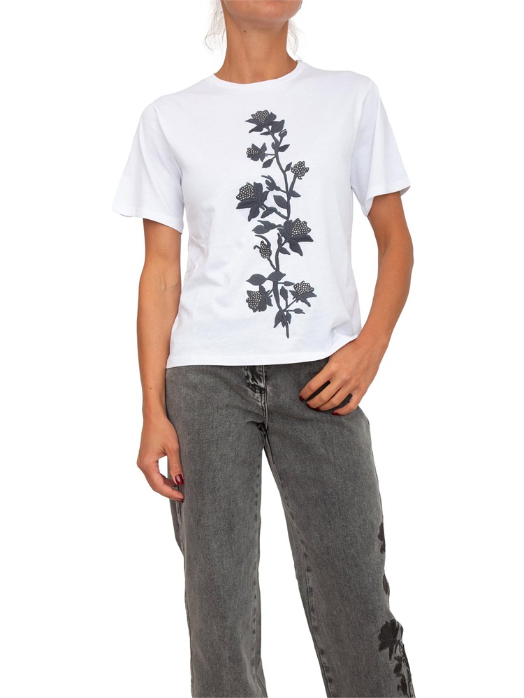 T-shirt Blugirl in cotone bianco con stampa remage