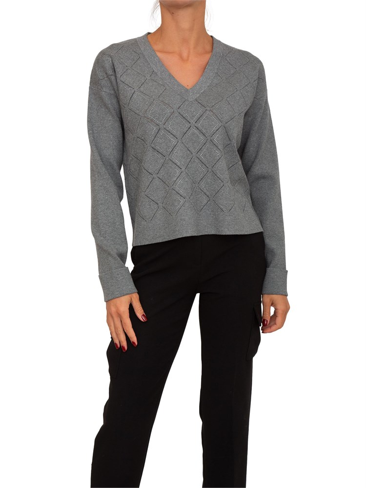 Maglia Blugirl in viscosa grigia punzonata con strass