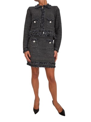 Minigonna Blugirl in moulinÉ tweed grigio con bottoni gioiello in DONNA