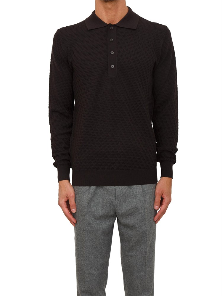 Maglia polo Paolo Pecora in lana marrone