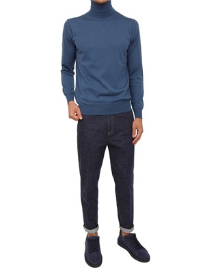 Maglia dolcevita Paolo Pecora in lana merino blu in UOMO
