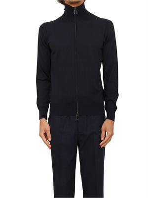 Cardigan Paolo Pecora in lana blu con zip in UOMO