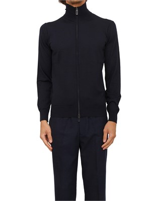 Cardigan Paolo Pecora in lana blu con zip in UOMO