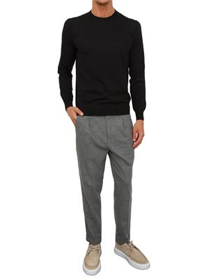 Maglia girocollo Paolo Pecora in lana merino nero in UOMO