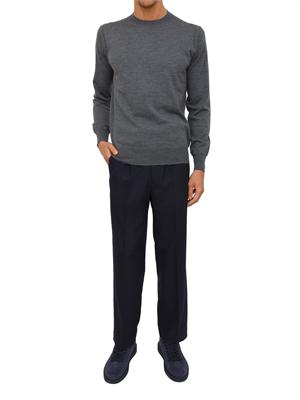 Maglia girocollo Paolo Pecora in lana merino grigio in UOMO