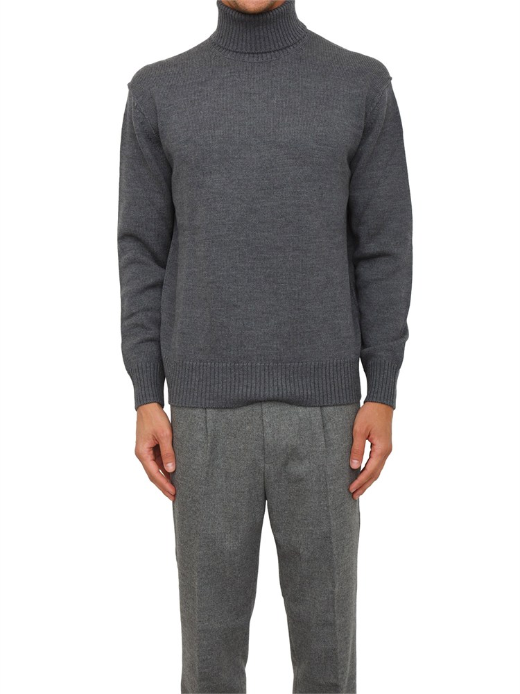 Maglia collo alto Paolo Pecora in lana merino grigia